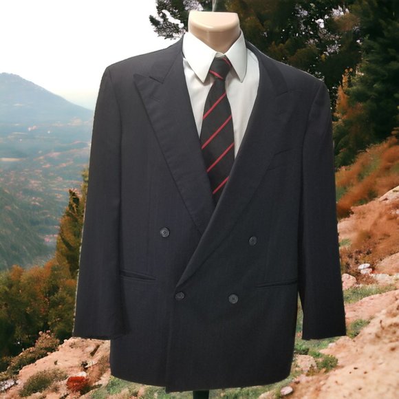 Ermenegildo Zegna Men's 42R Solid Black 100% Wool Blazer Sport Coat & Tie 10673 - Picture 3 of 8